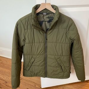REI army green puffer jacket